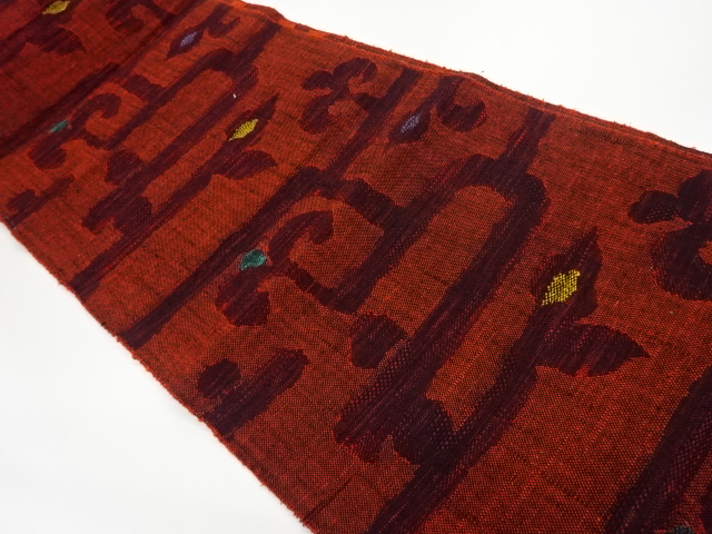 JAPANESE KIMONO / VINTAGE NAGOYA OBI / MAWATA TSUMUGI / WOVEN ABSTRACT ARABESQUE